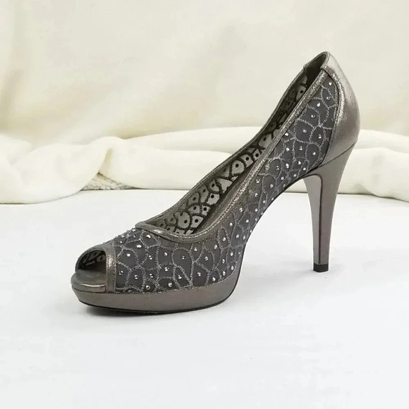 Adrianne Papell Sheer Studded Open Toe Stiletto - Picture 1 of 12